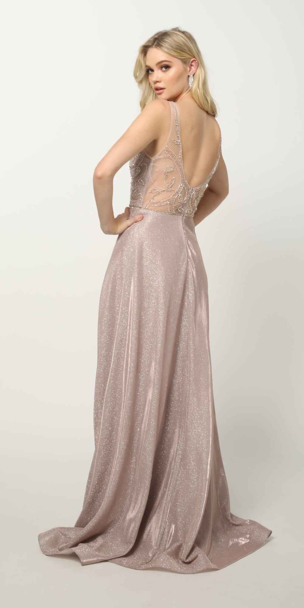 Juliet 699 Metallic Glitter Dress Embellished Bodice V-Neck Sleeveless