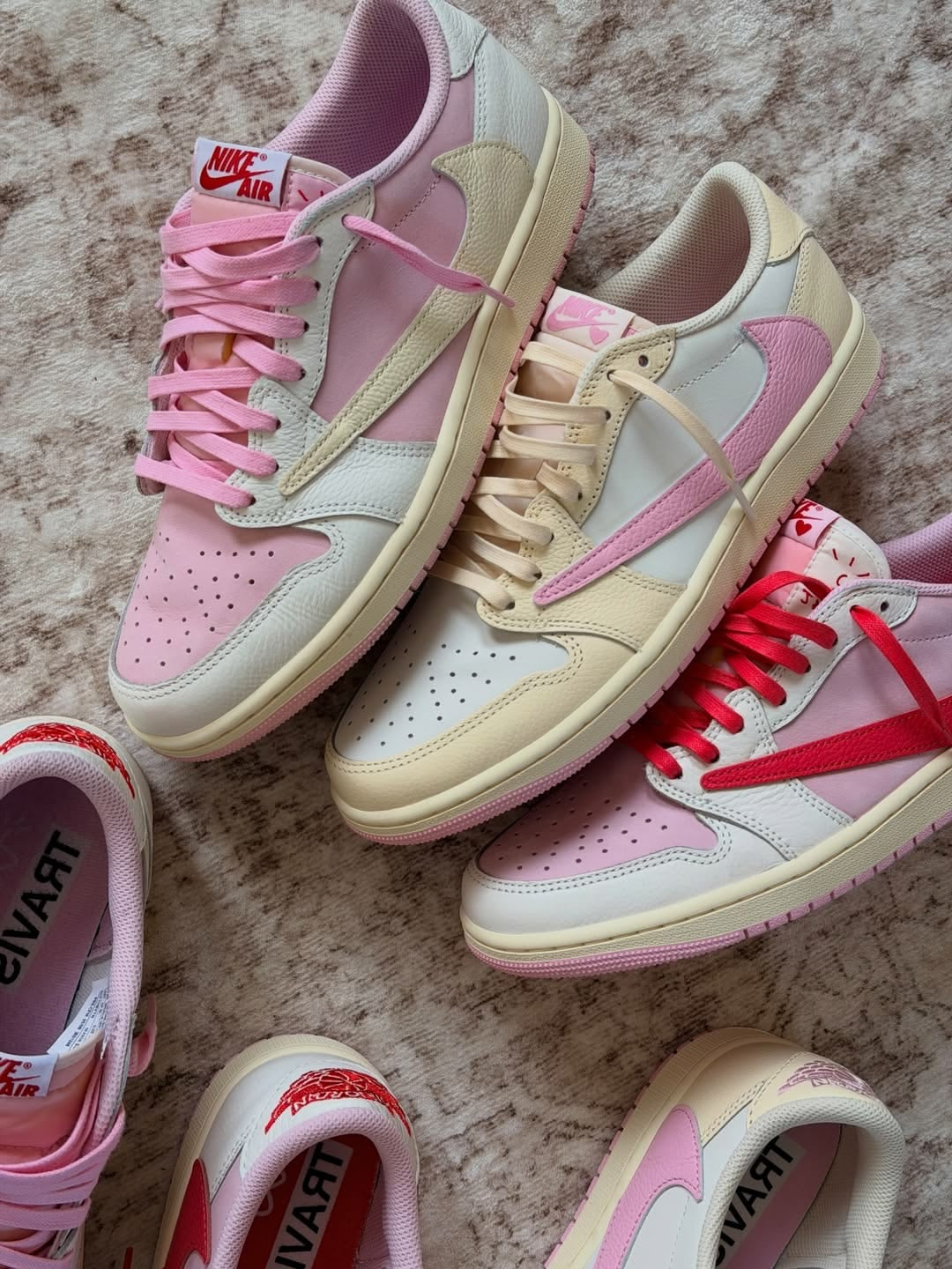 Custom Air Jordan 1 Low White Pink Travis Scott Edition SneakerNational