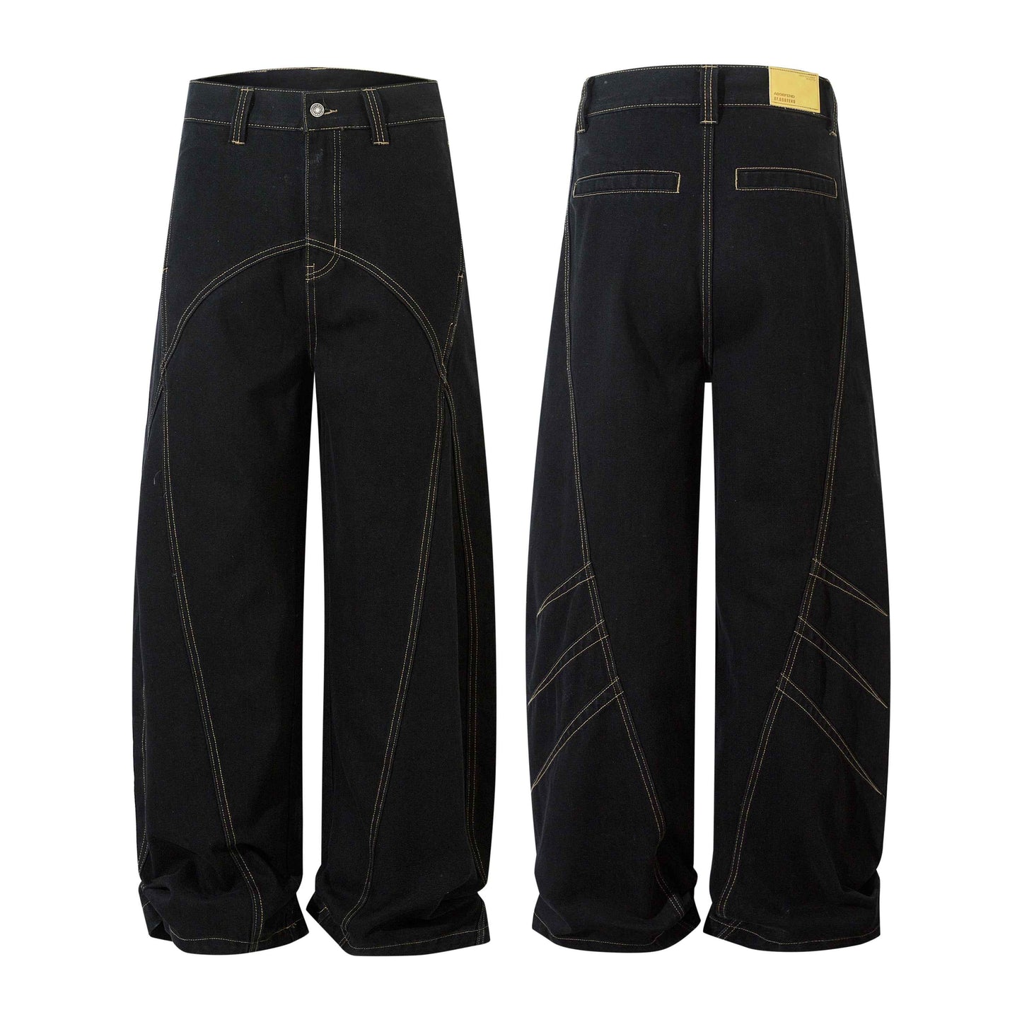 Geometric Stitch | Black Jeans