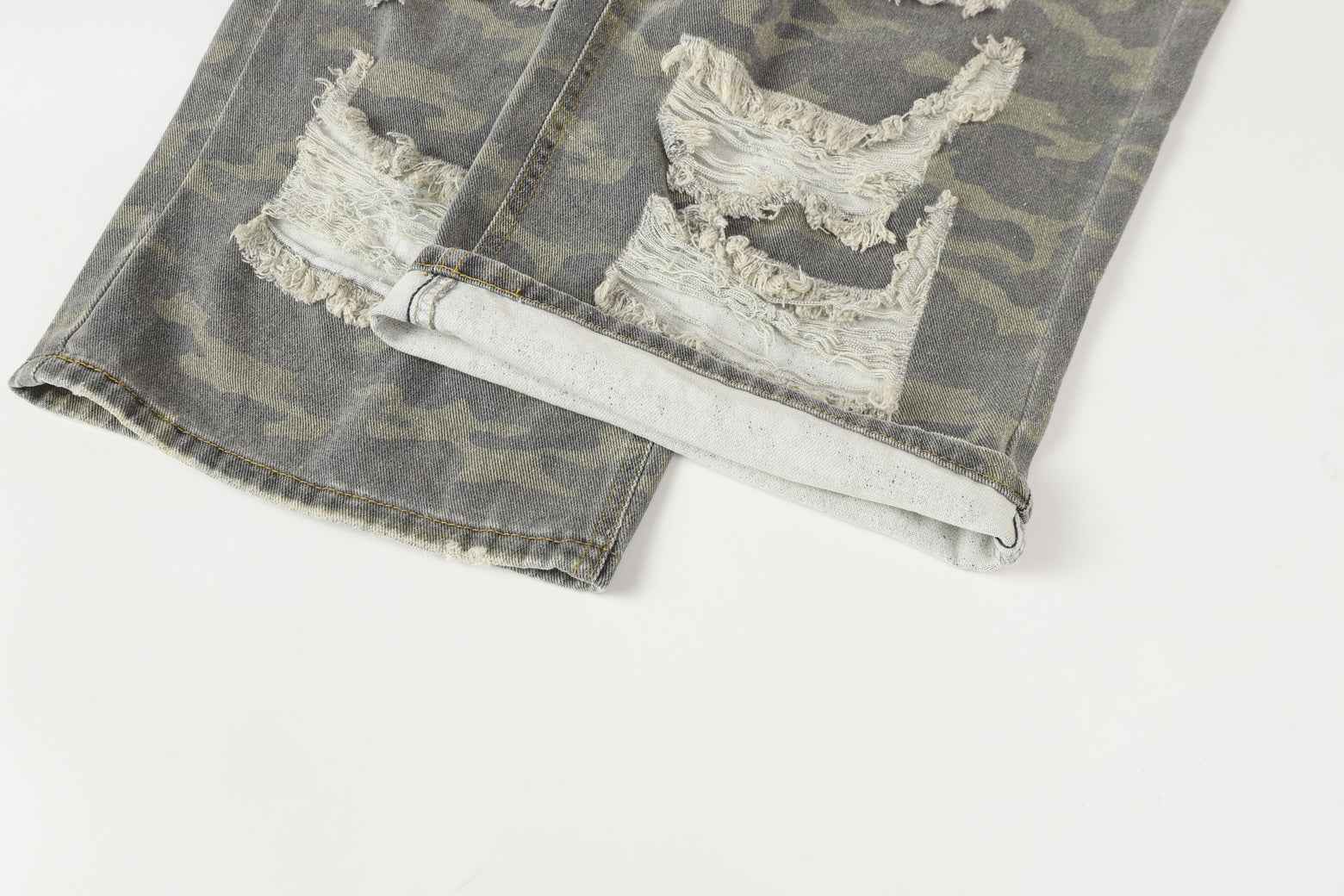 Ripped Denim Camo | Layered Jeans