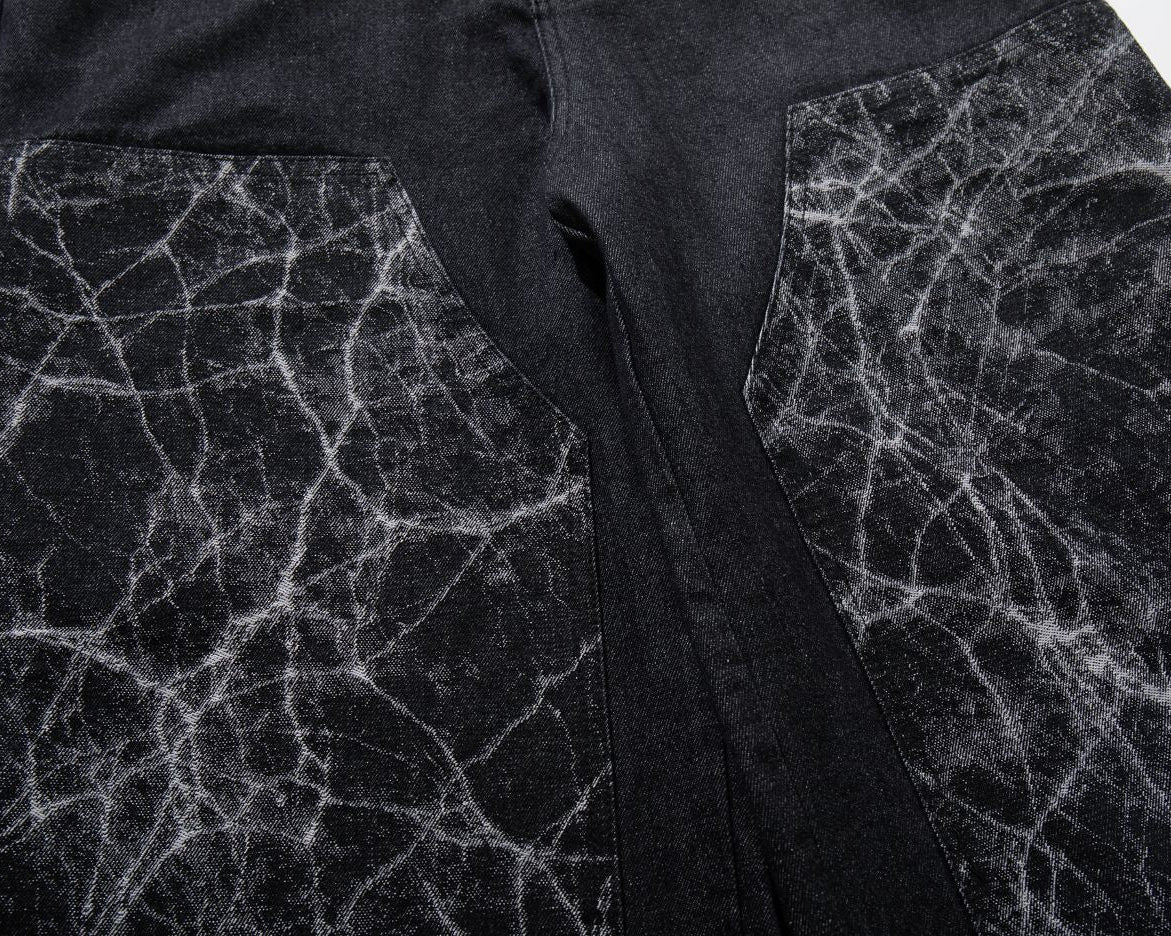 The Black Marbled Double-Waist Jeans