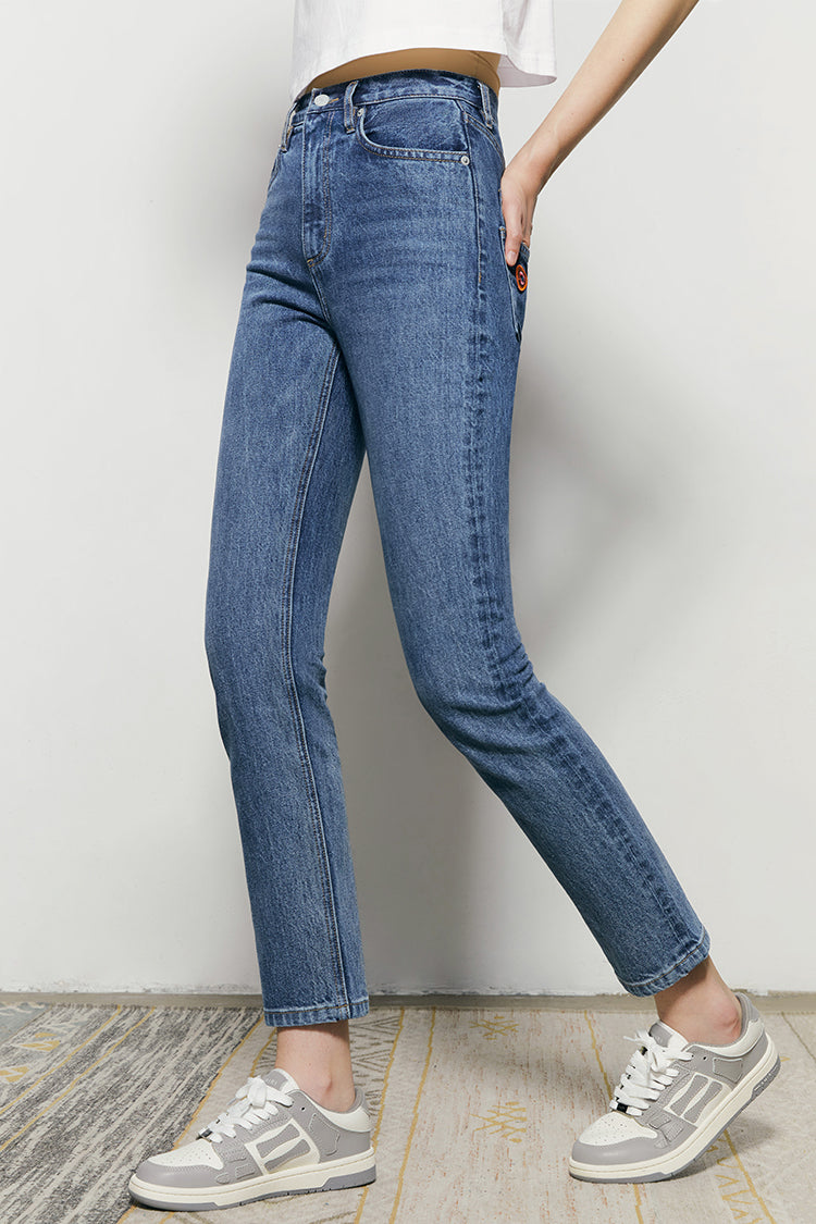 Two Shots High Rise Straight Crop Jeans HJ013 - JUSTLUXURY