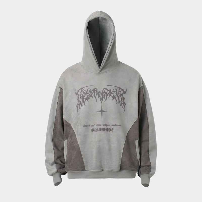 Metal Letter Cross Print | Gothic Hoodie