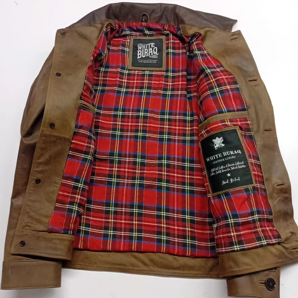 Men's Distressed Brown Nubuck Cowhide Mechanic's Jacket