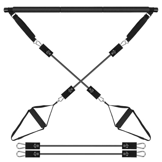 Pilates Bar Kit with 100LBS Resistance Bands Multifunctional Pilates Yoga Toning Bar Full Body Exercise Equipment Set for Beginners Intermediates Prof