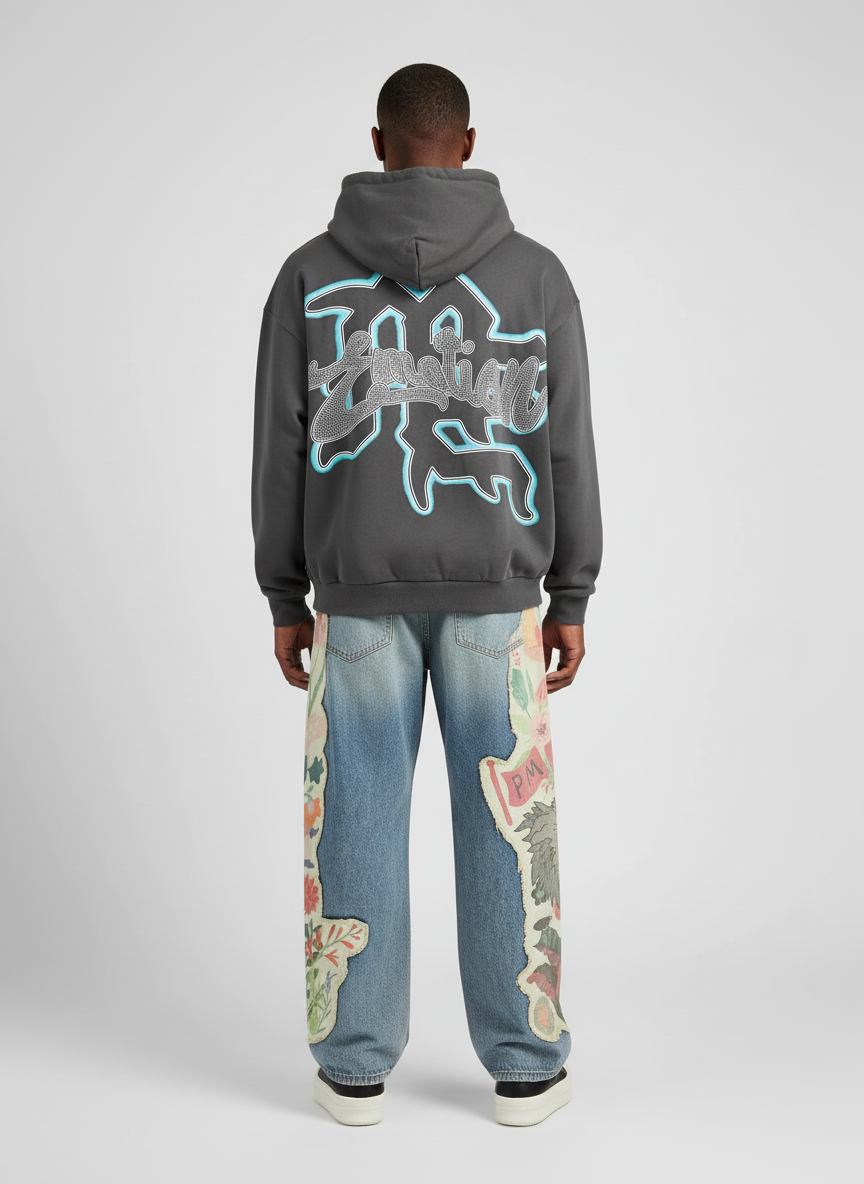 Vintage Floral Patchwork Baggy Jeans - Luxuryurbanwear
