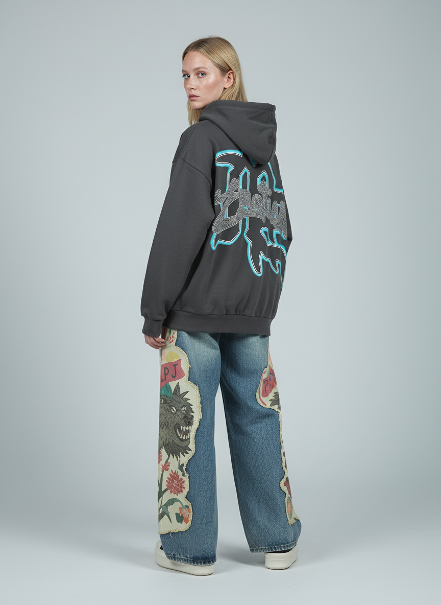 Vintage Floral Patchwork Baggy Jeans - Luxuryurbanwear