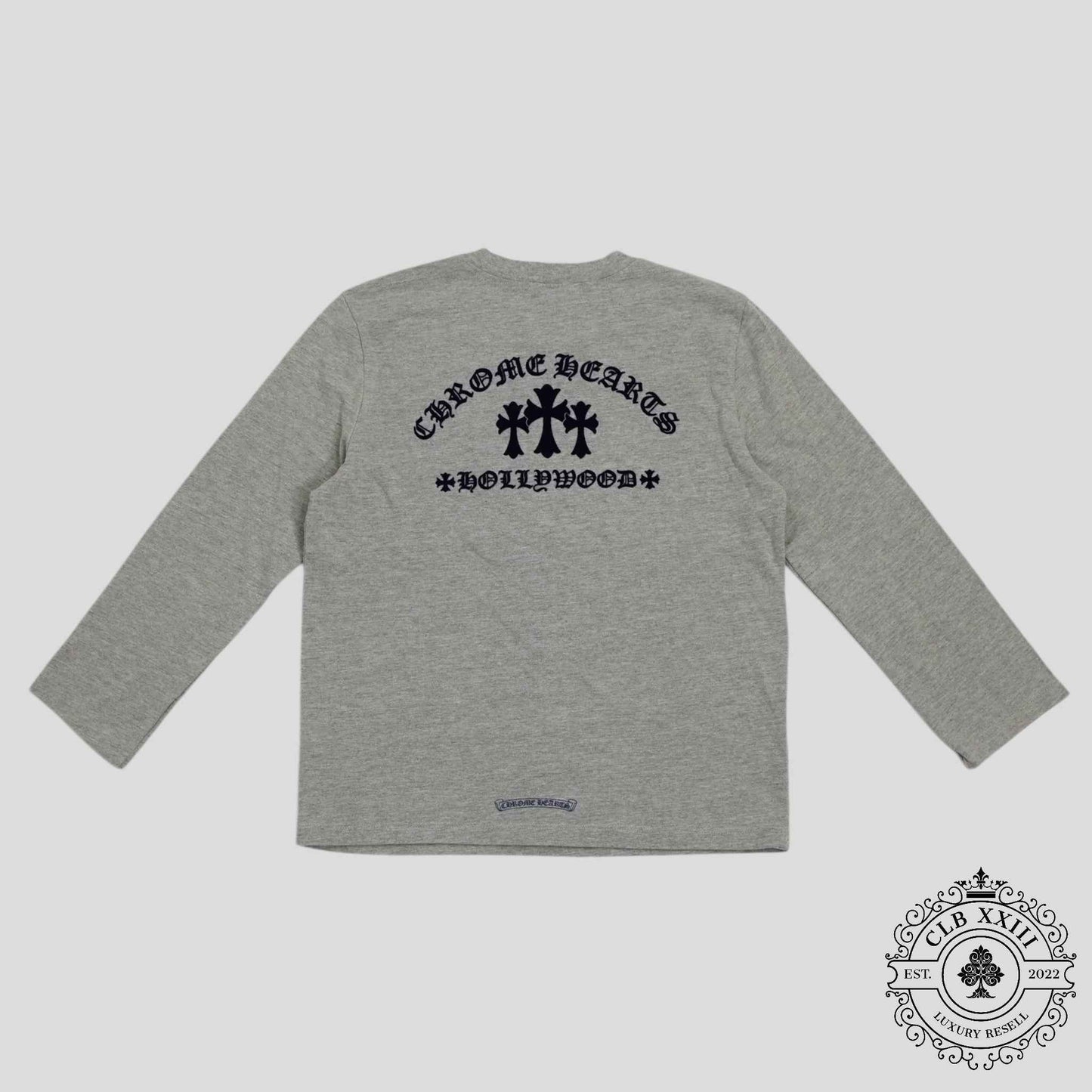 Chrome Hearts Triple Cross Flocked Long Sleeve in Grey