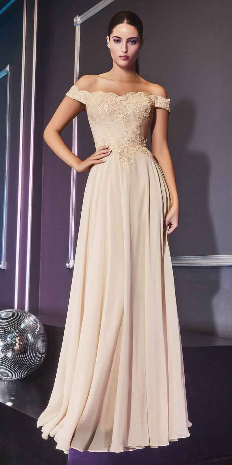 Cinderella Divine 7258 Off The Shoulder Long Gown