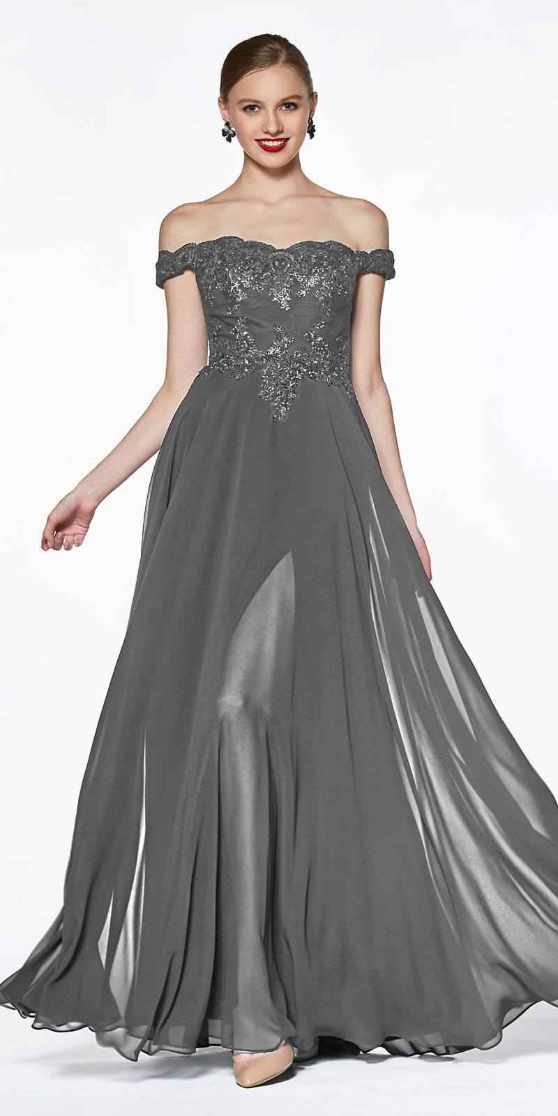 Cinderella Divine 7258 Off The Shoulder Long Gown