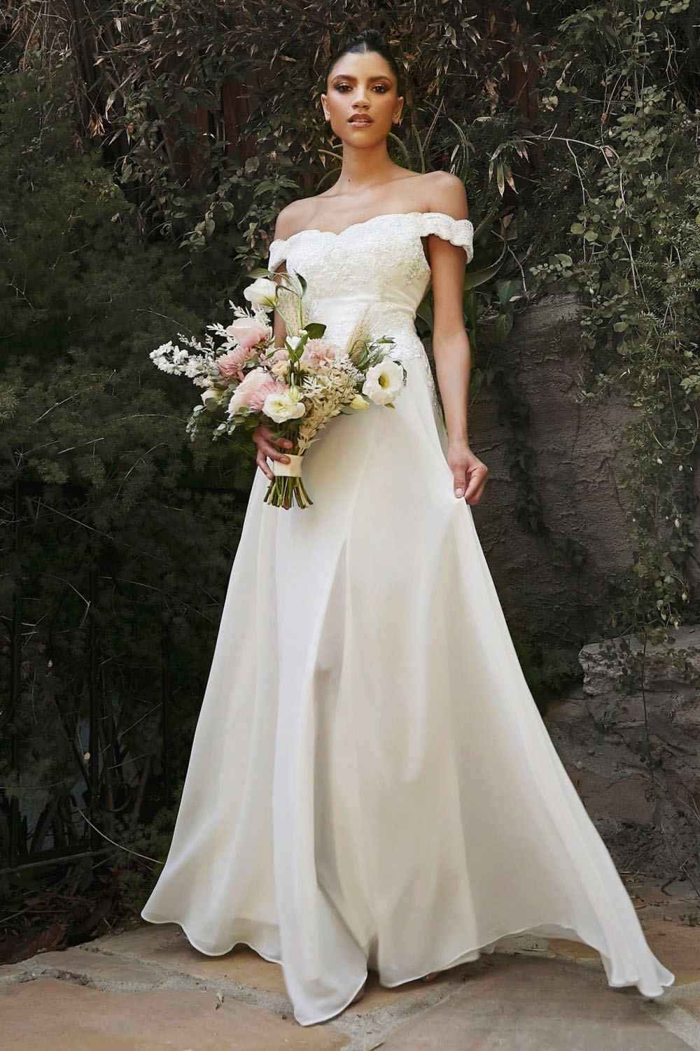 Cinderella Divine 7258W Off The Shoulder Long  Gown