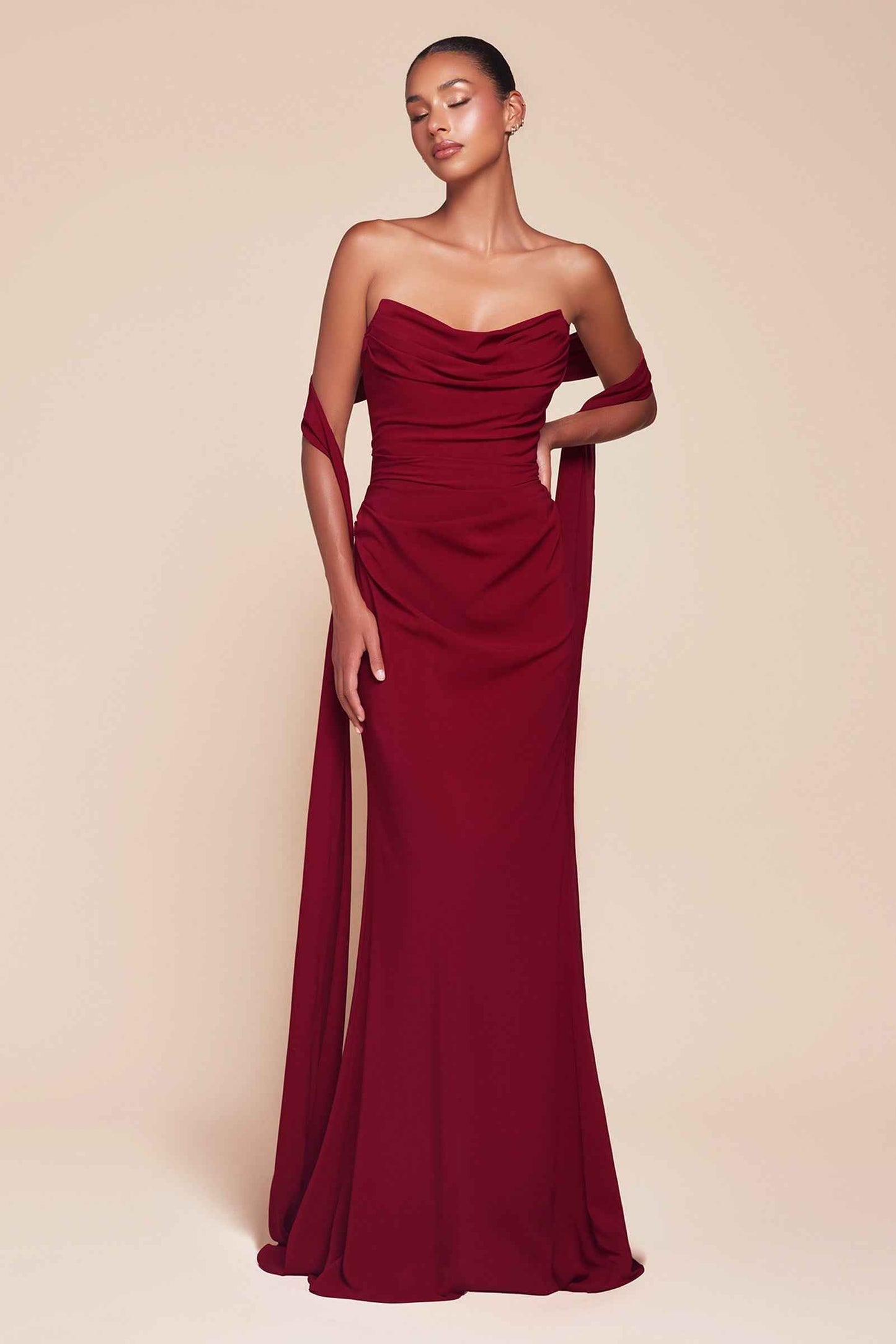 Ladivine 7433 Dress Versatile Tie Chiffon Strapless Dress
