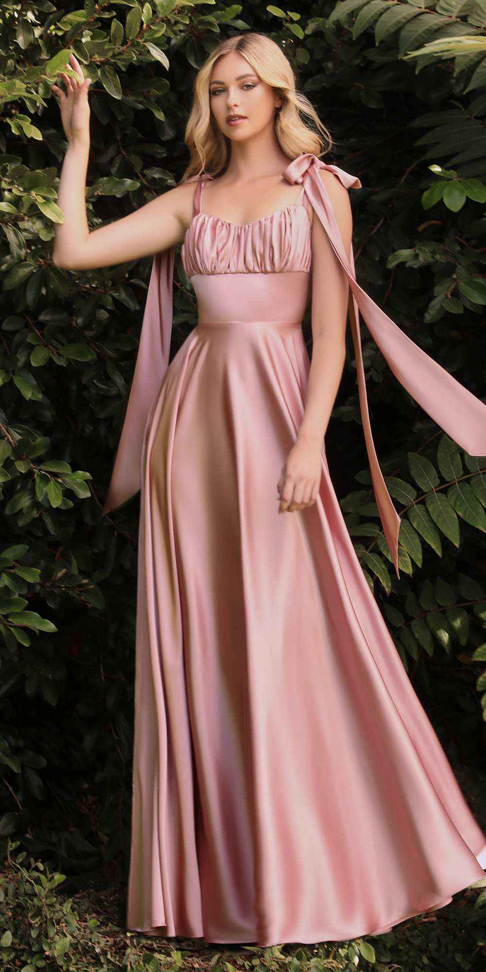 Cinderella Divine 7490 Long Soft Satin A-Line Dress
