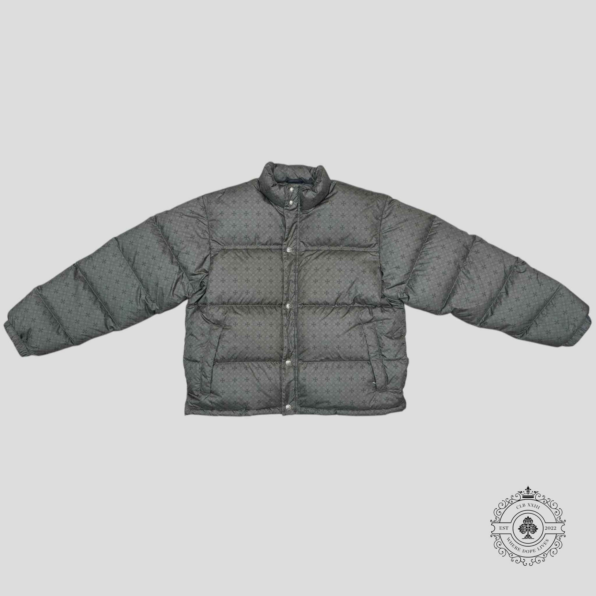 Chrome Heart Plus Pattern Puffer Jacket in Olive Green