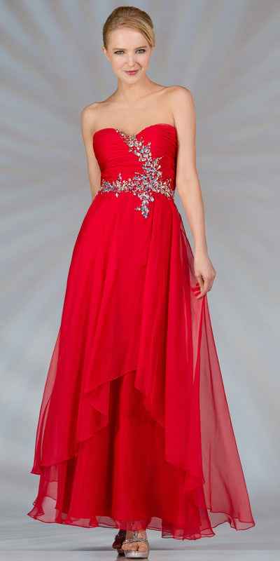 CLEARANCE - Cinderella Divine 7574 Strapless Prom Gown Double Layer Chiffon (Size 8)