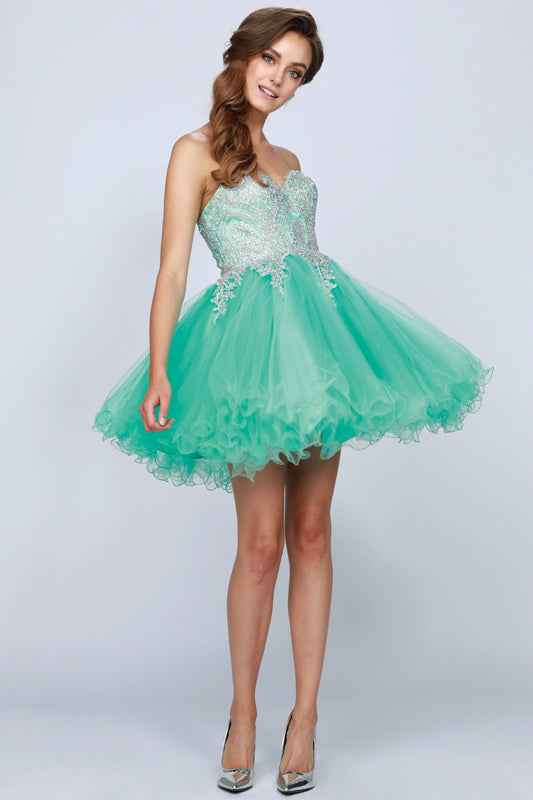 CLEARANCE - Juliet 762 Sweetheart Neckline Poofy Short Dress (Size M)