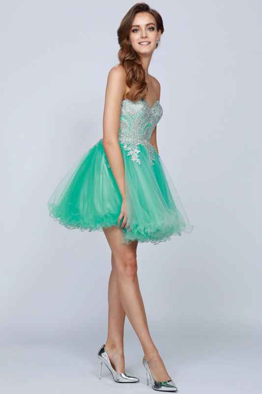 CLEARANCE - Juliet 762 Sweetheart Neckline Poofy Short Dress (Size M)