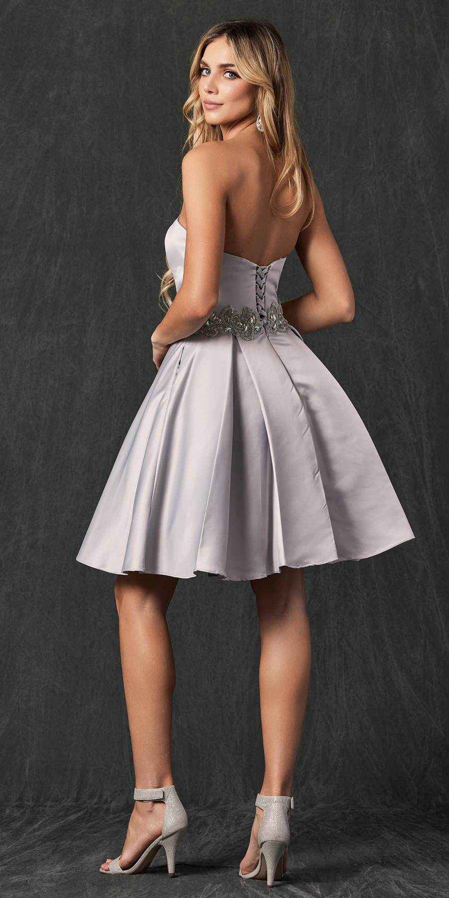 Juliet 769 Embellished Waist Short Dress Strapless