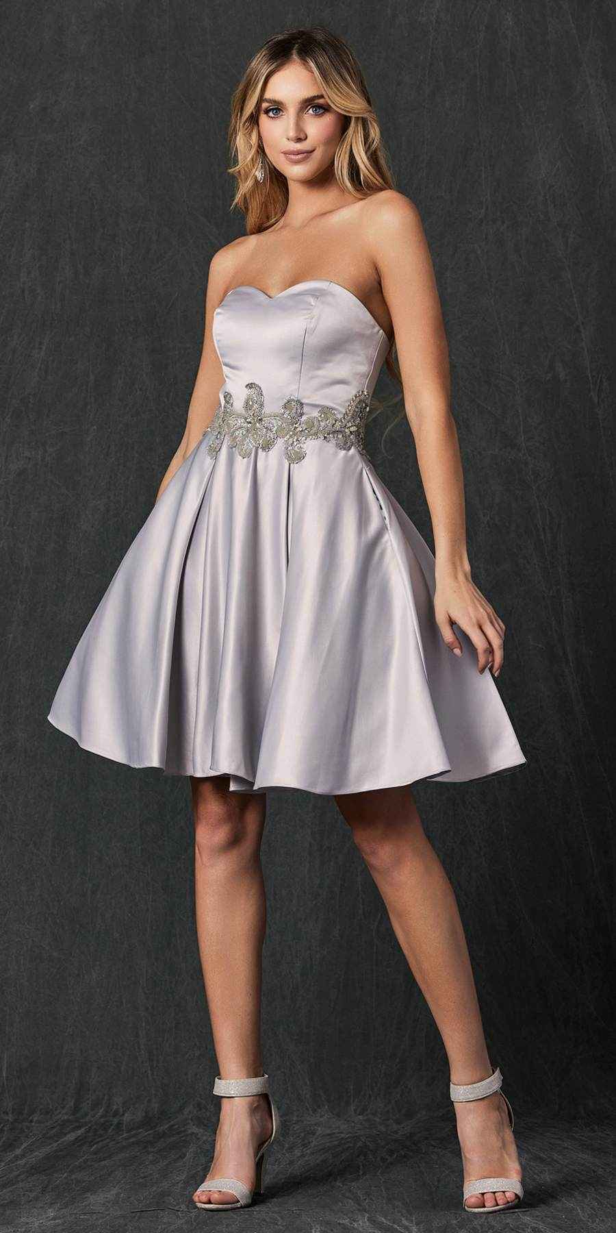 Juliet 769 Embellished Waist Short Dress Strapless