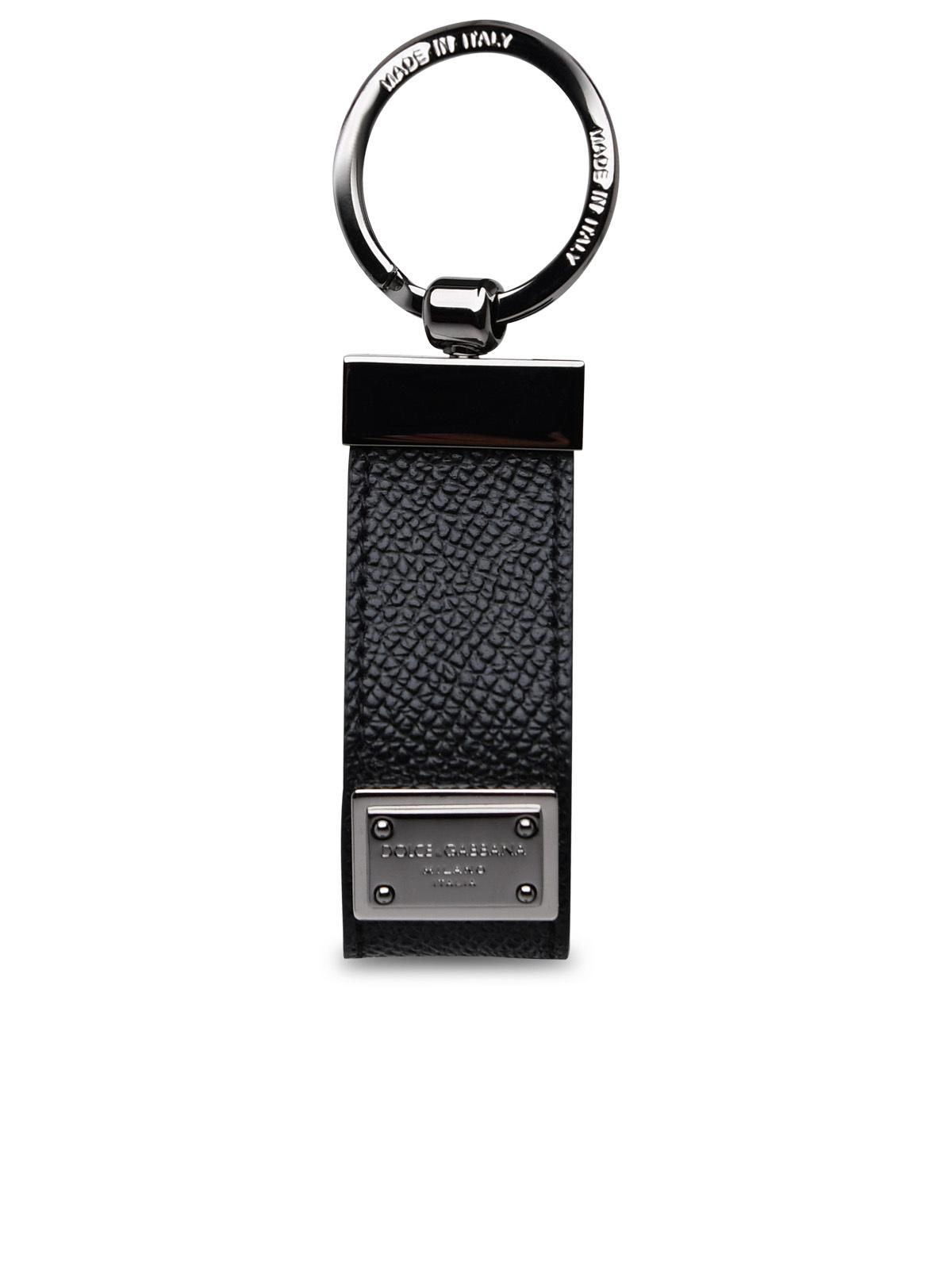 Dolce & Gabbana Black Leather Dauphine Keyring Men - JUSTLUXURY