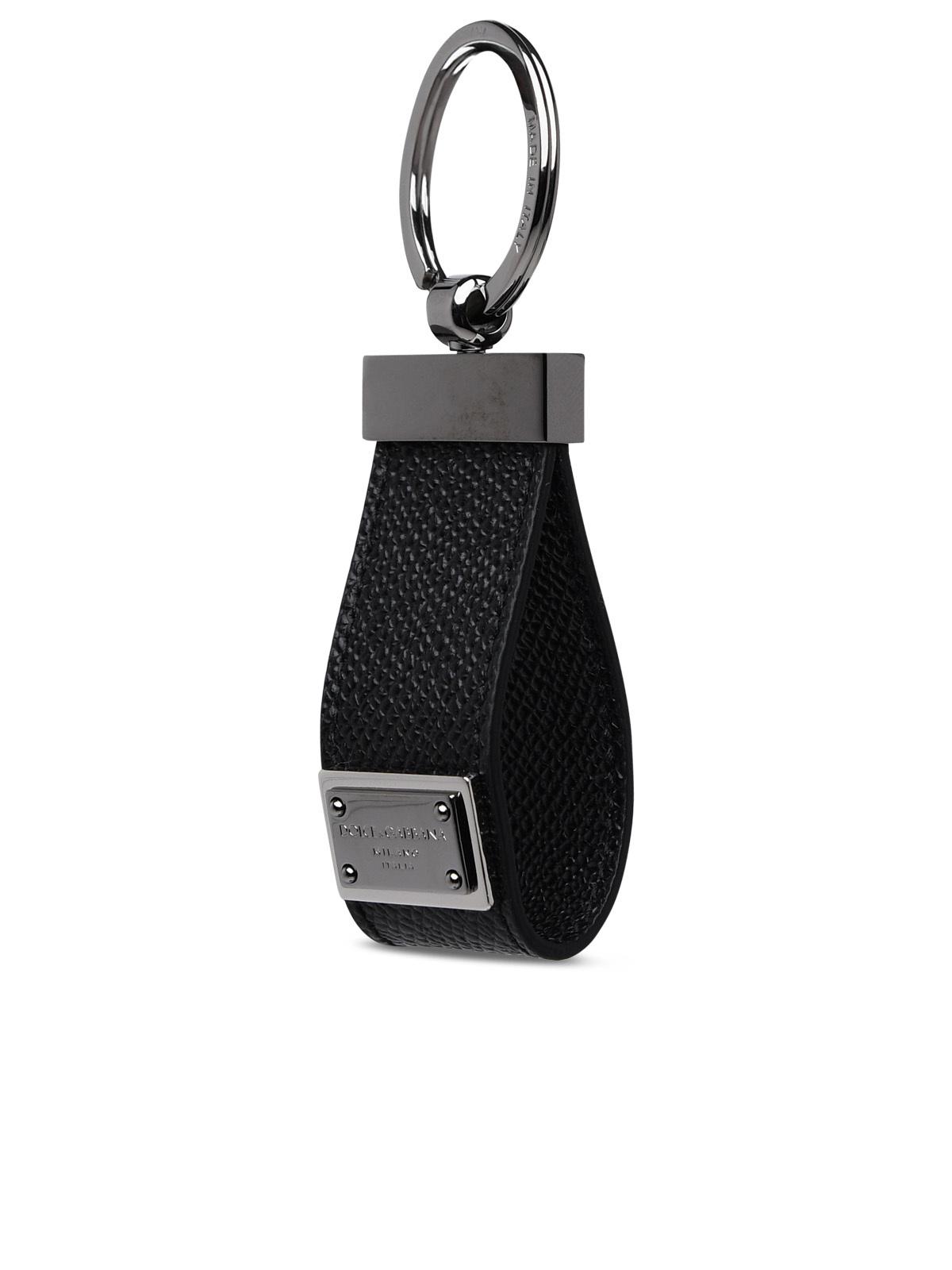 Dolce & Gabbana Black Leather Dauphine Keyring Men - JUSTLUXURY