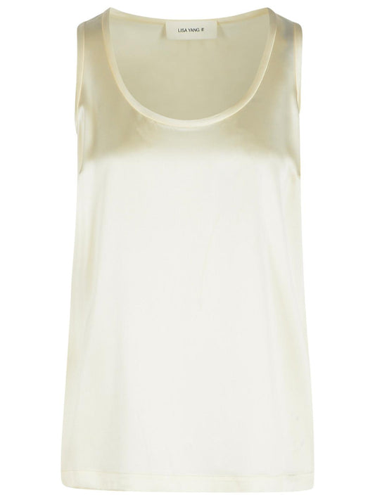 Lisa Yang 'Scoop' Ivory Silk Tank Top Women