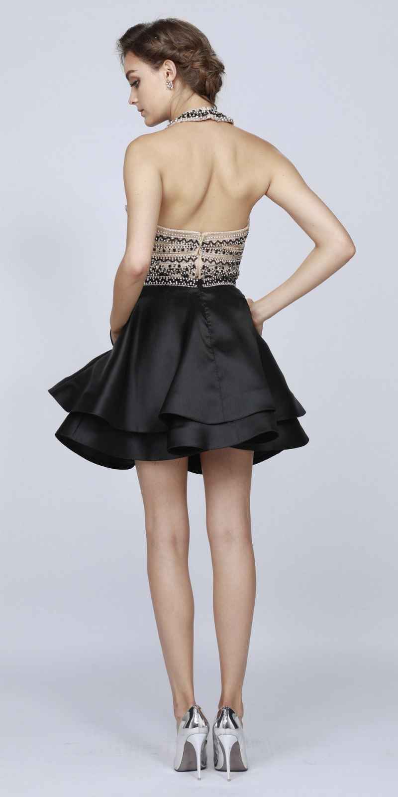 Juliet 777 Two-Piece Short Dress Halter Embellished Bodice