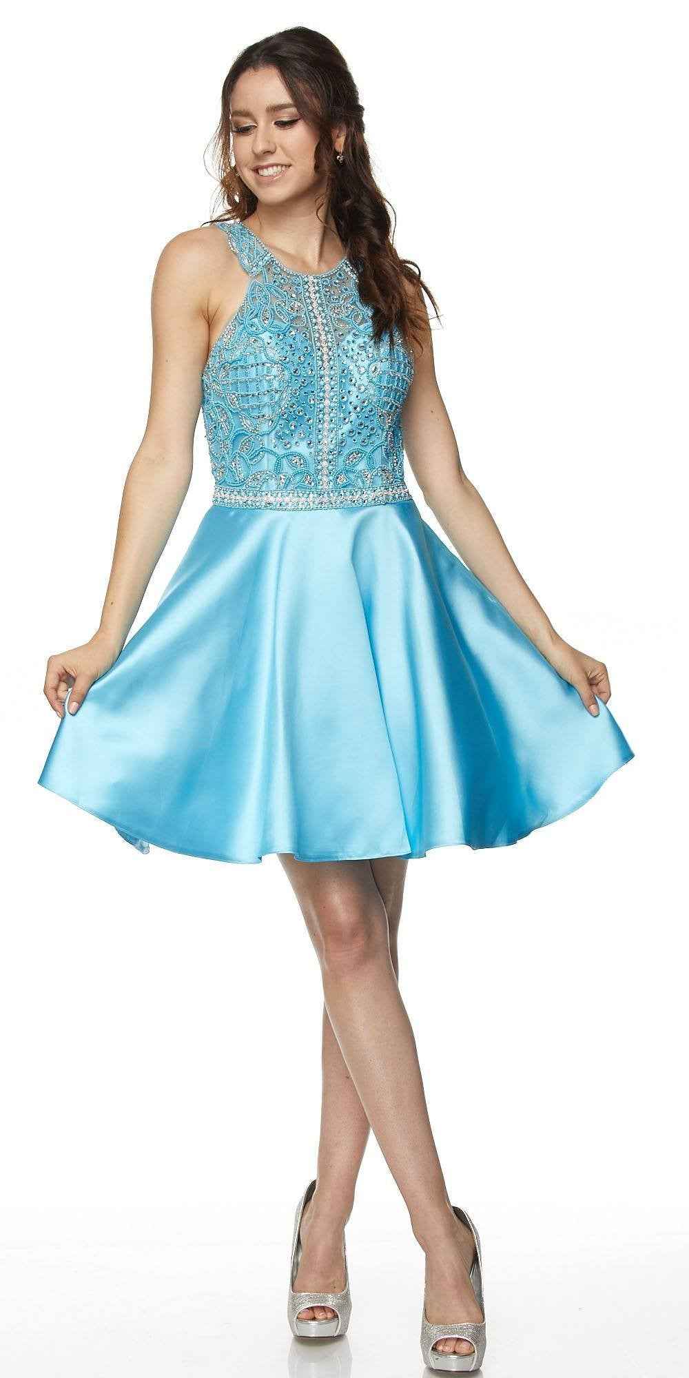 Juliet 779 Embellished Bodice Short Dress Sleeveless