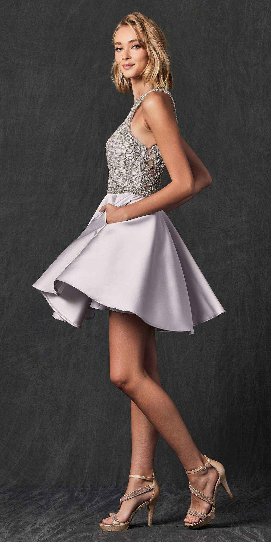 Juliet 779 Embellished Bodice Short Dress Sleeveless