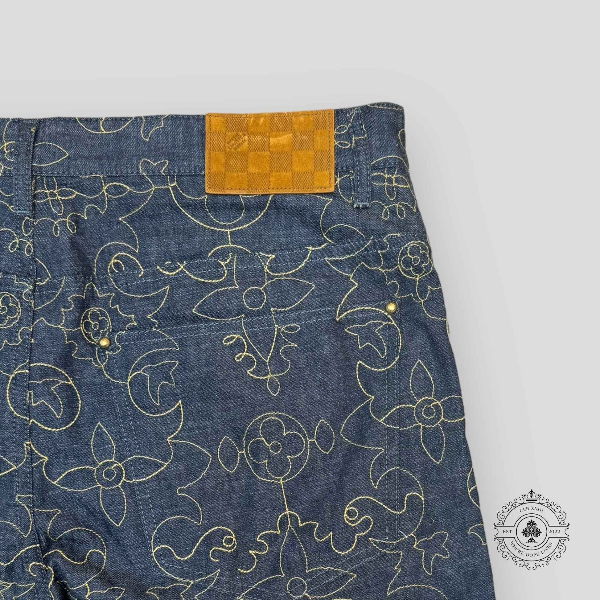 Louis Vuitton Arabesque Embroidered Denim Jeans