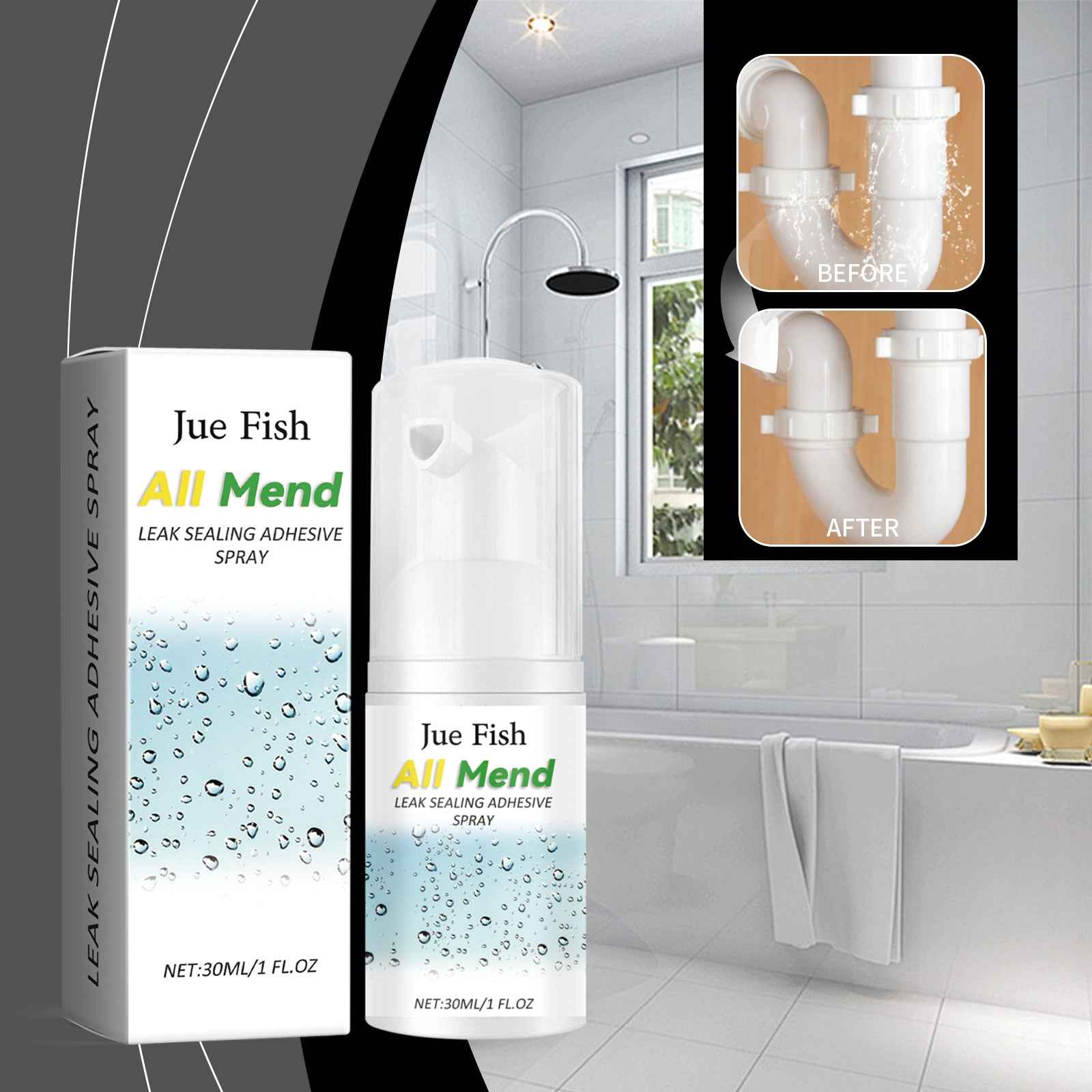 Jue-Fish Leak Sealing Adhesive Spray, Household Instant Seal Leak Sealing Adhesive Spray