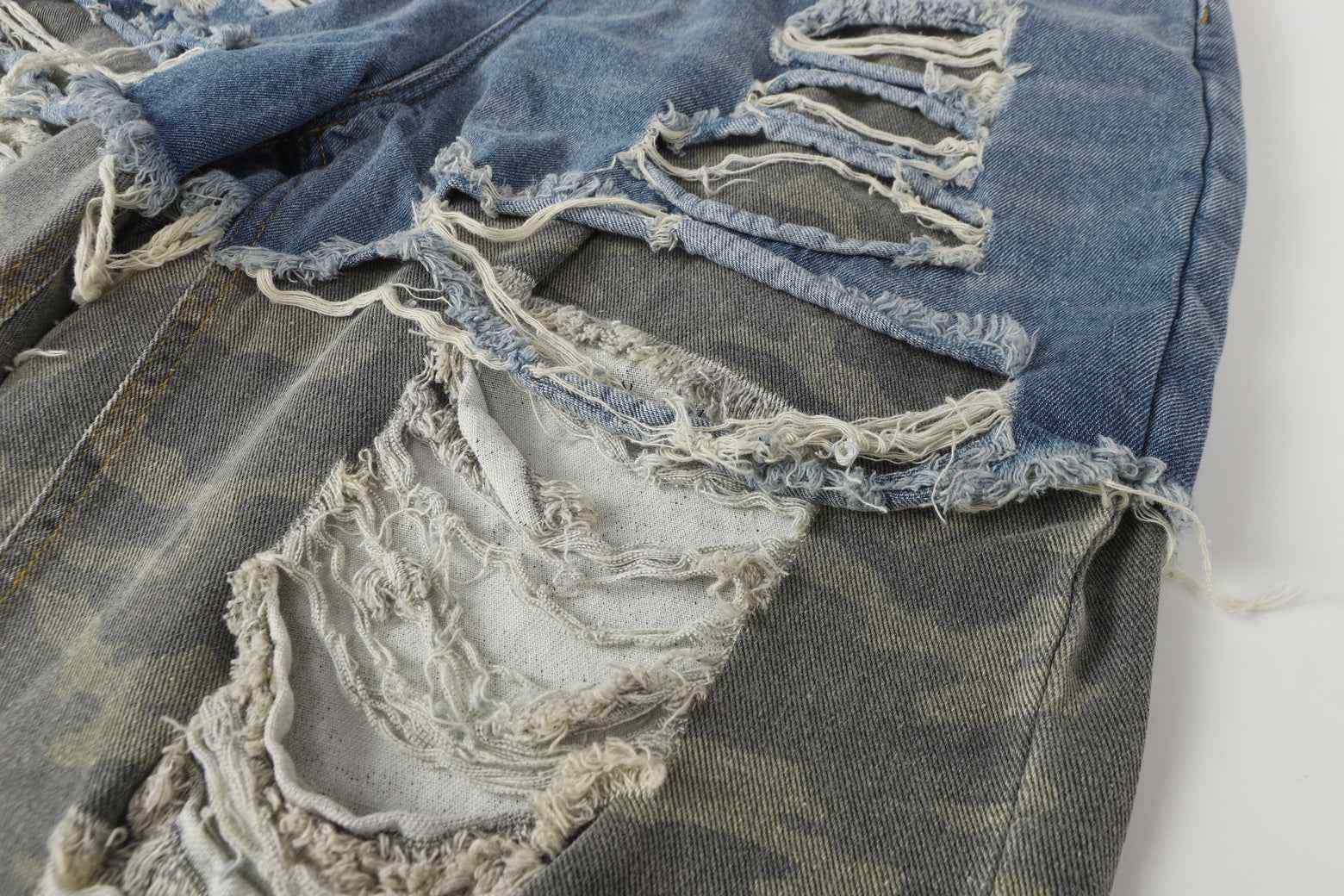 Ripped Denim Camo | Layered Jeans
