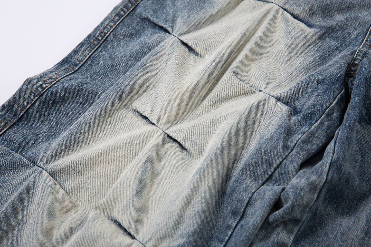 Washed Grid Pleat | Denim Jeans