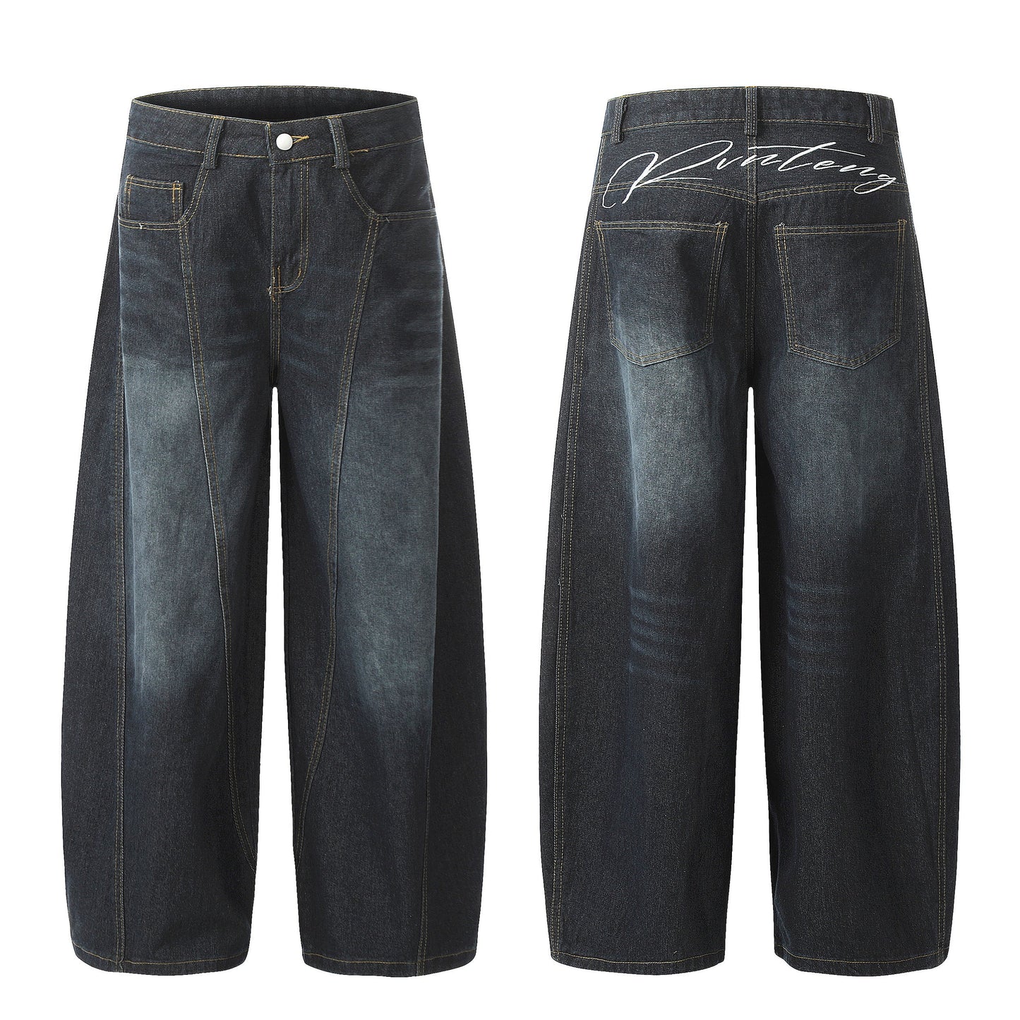 Winter Sky | Knitted Wide-Leg Denim Pants