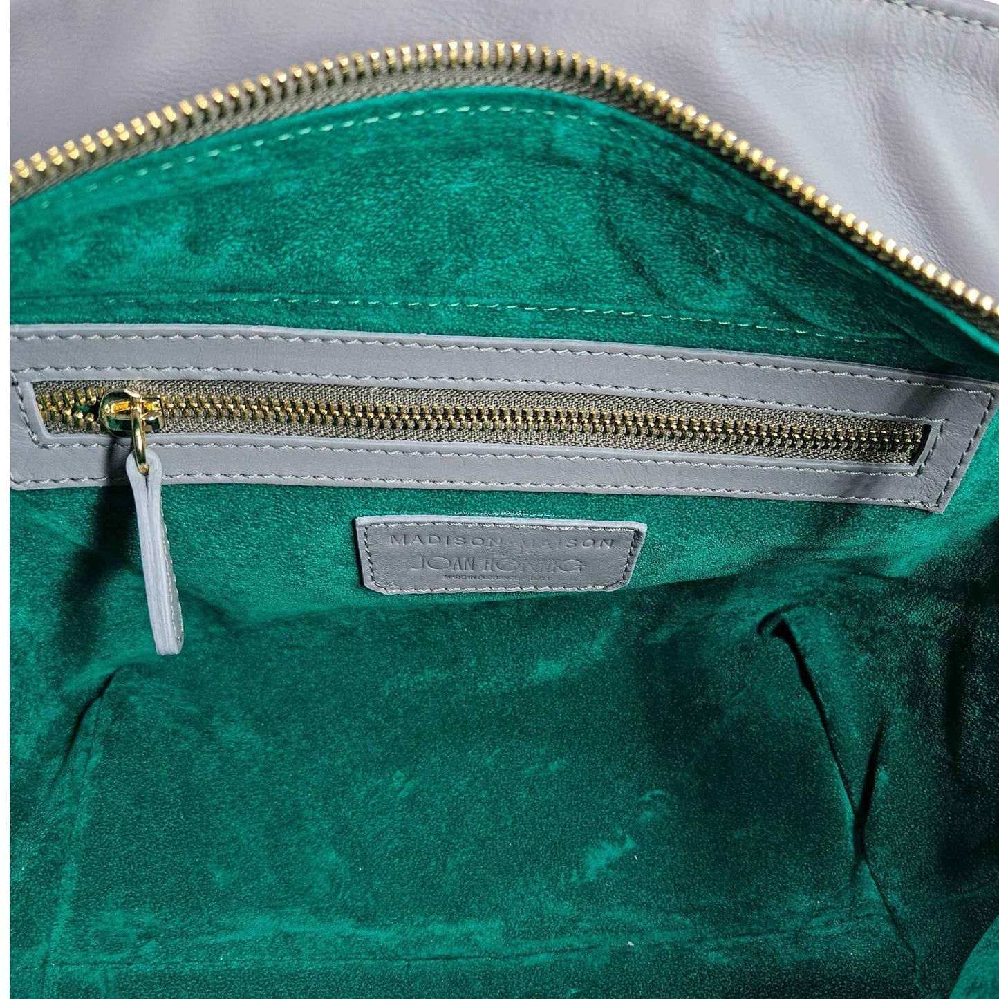 Madison Maison x Joan Hornig Light Grey Leather Lock Tote Bag
