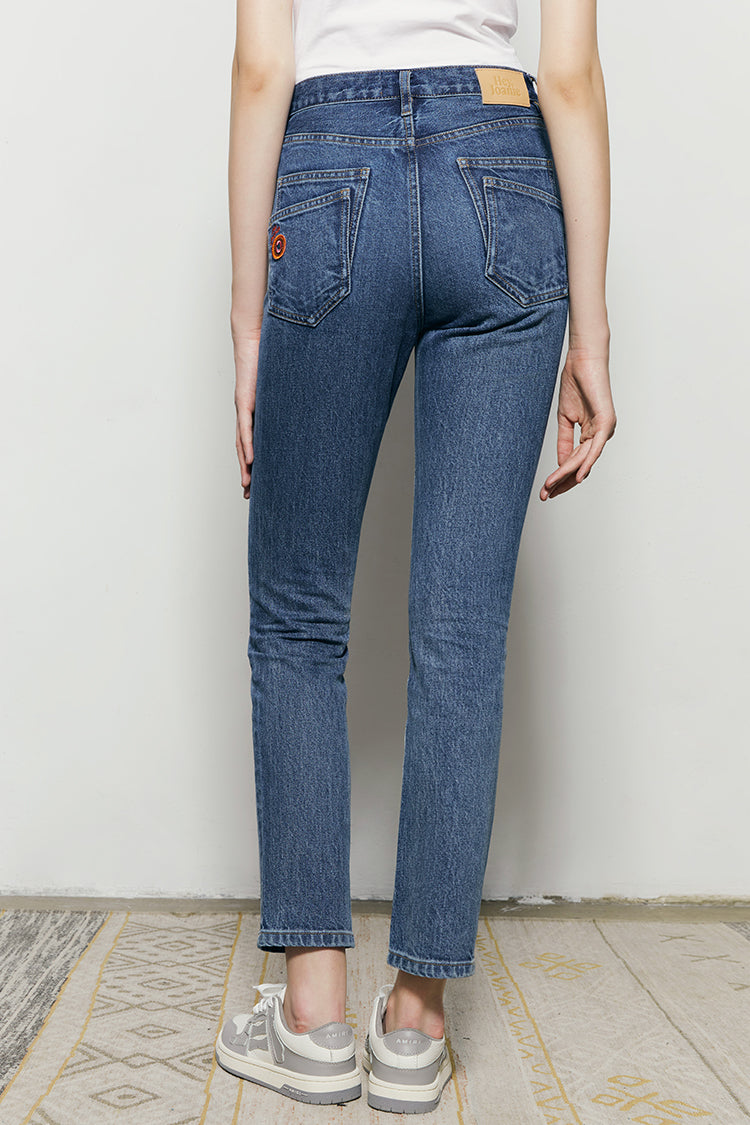 Two Shots High Rise Straight Crop Jeans HJ013 - JUSTLUXURY