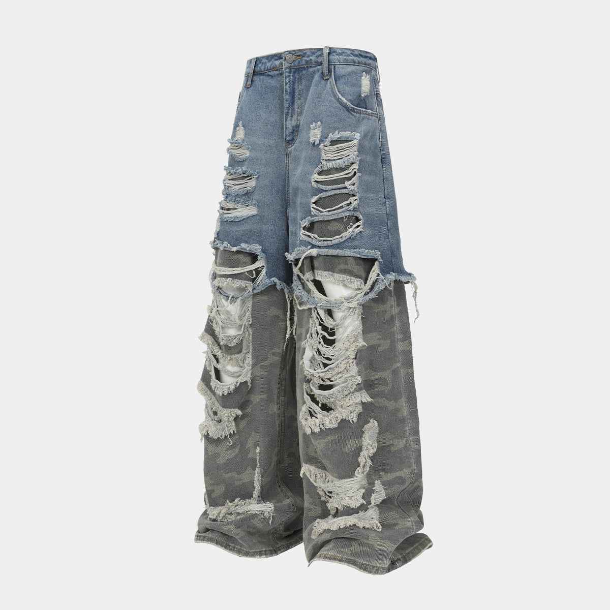 Ripped Denim Camo | Layered Jeans