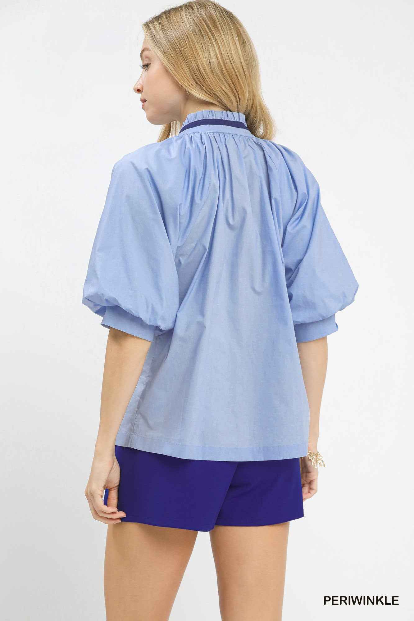 Umgee Embroidered Floral V-Neck Blouse