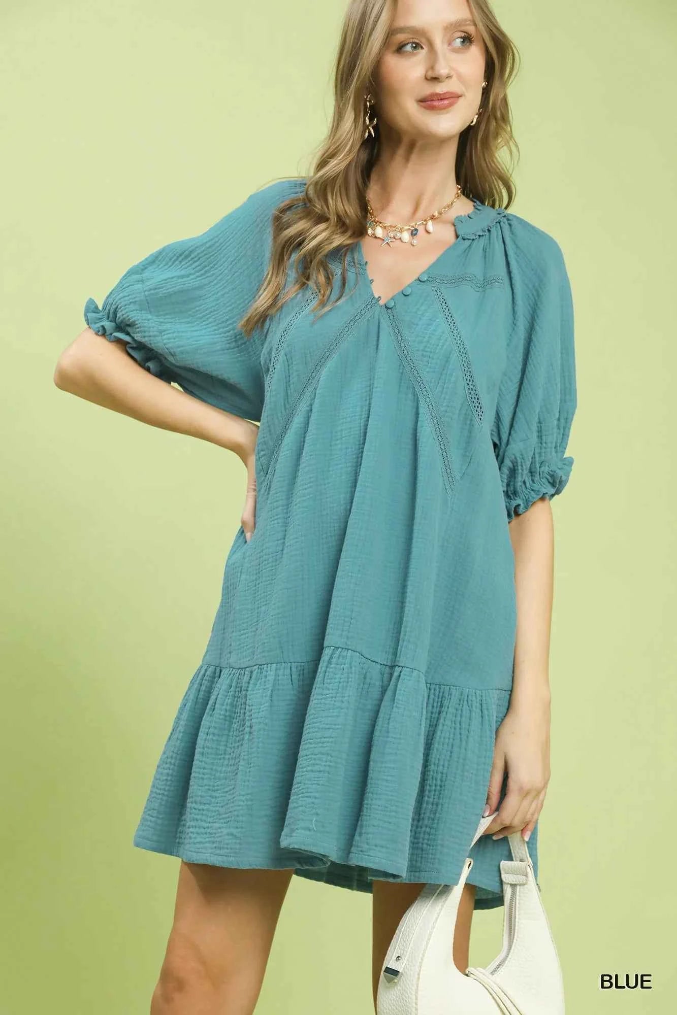 Umgee Cotton Gauze Mini Dress
