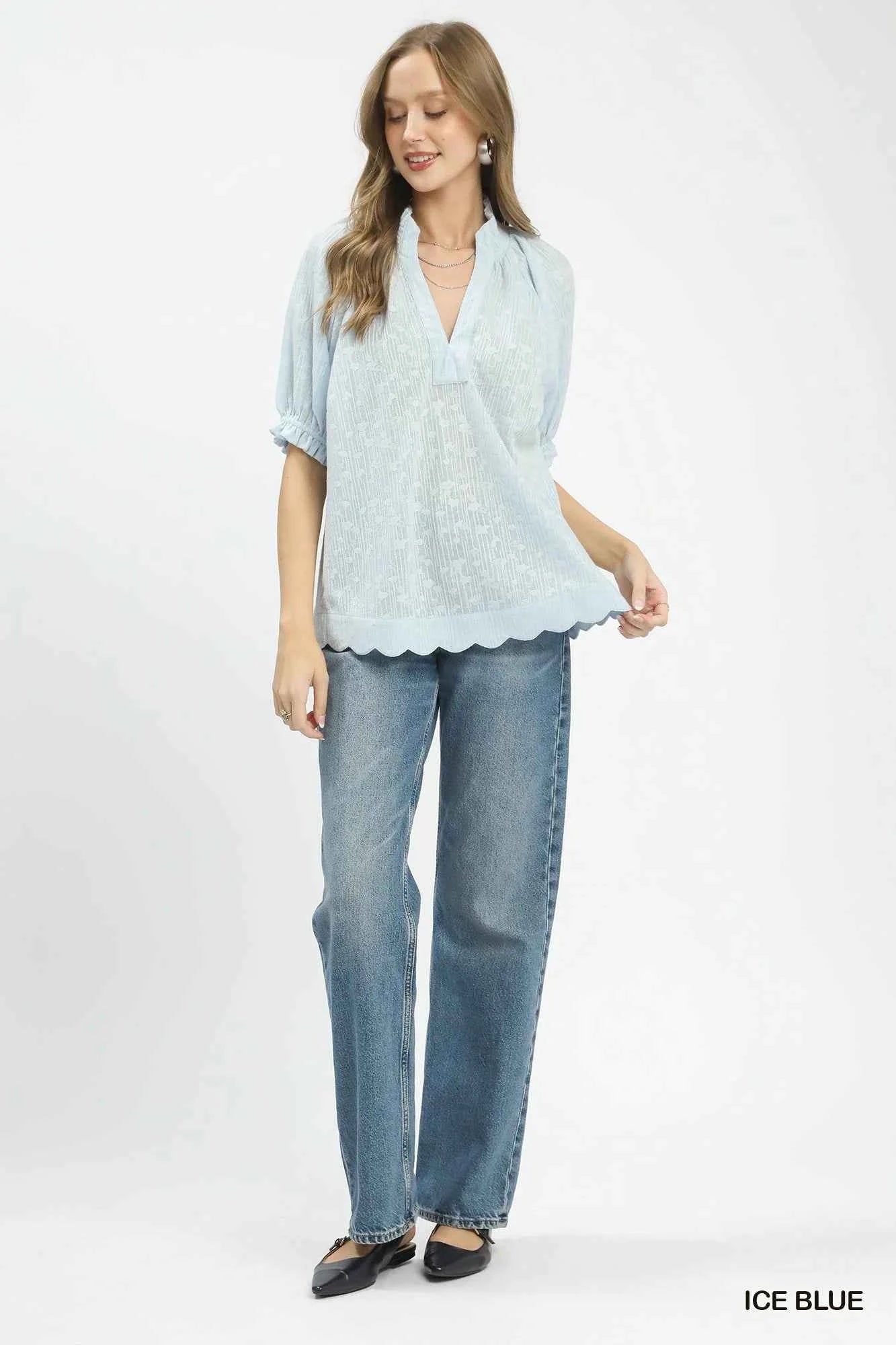 Umgee Textured Pintuck Blouse