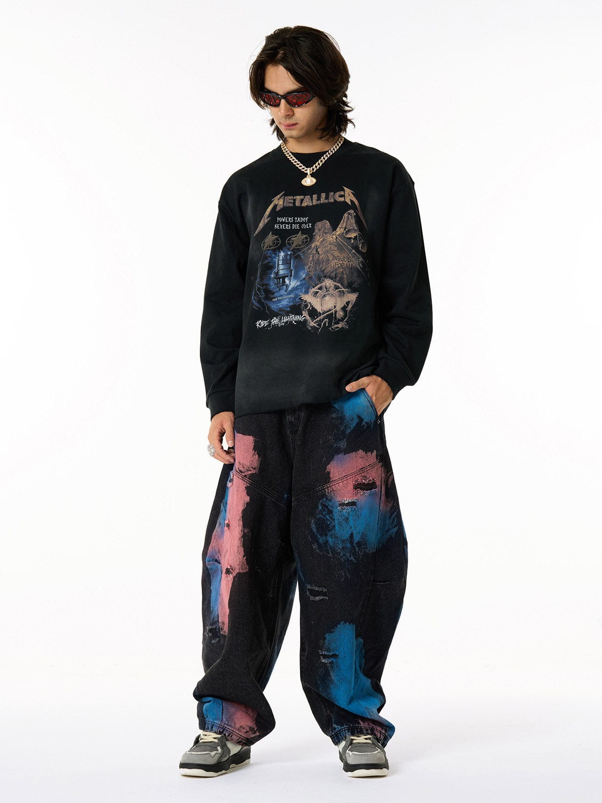 Long Sleeve Metallica Distressed