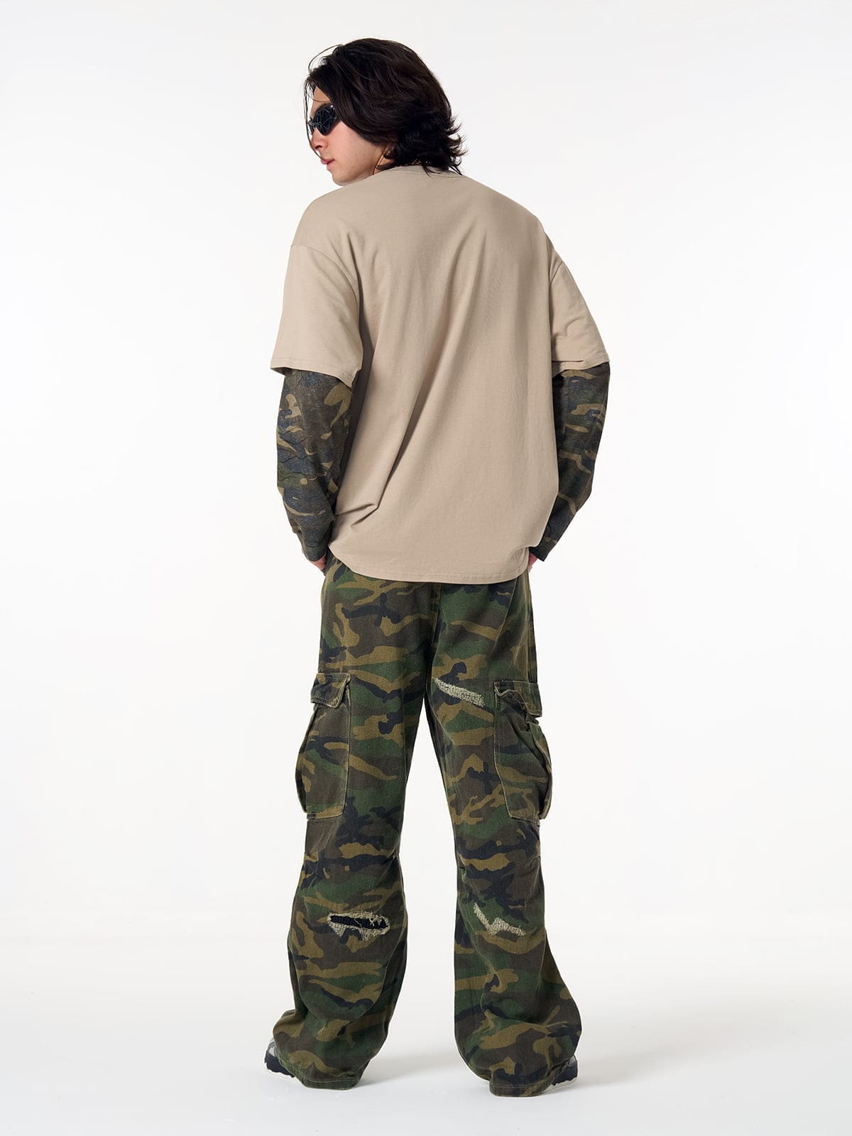 Long Sleeve Distressed Camo