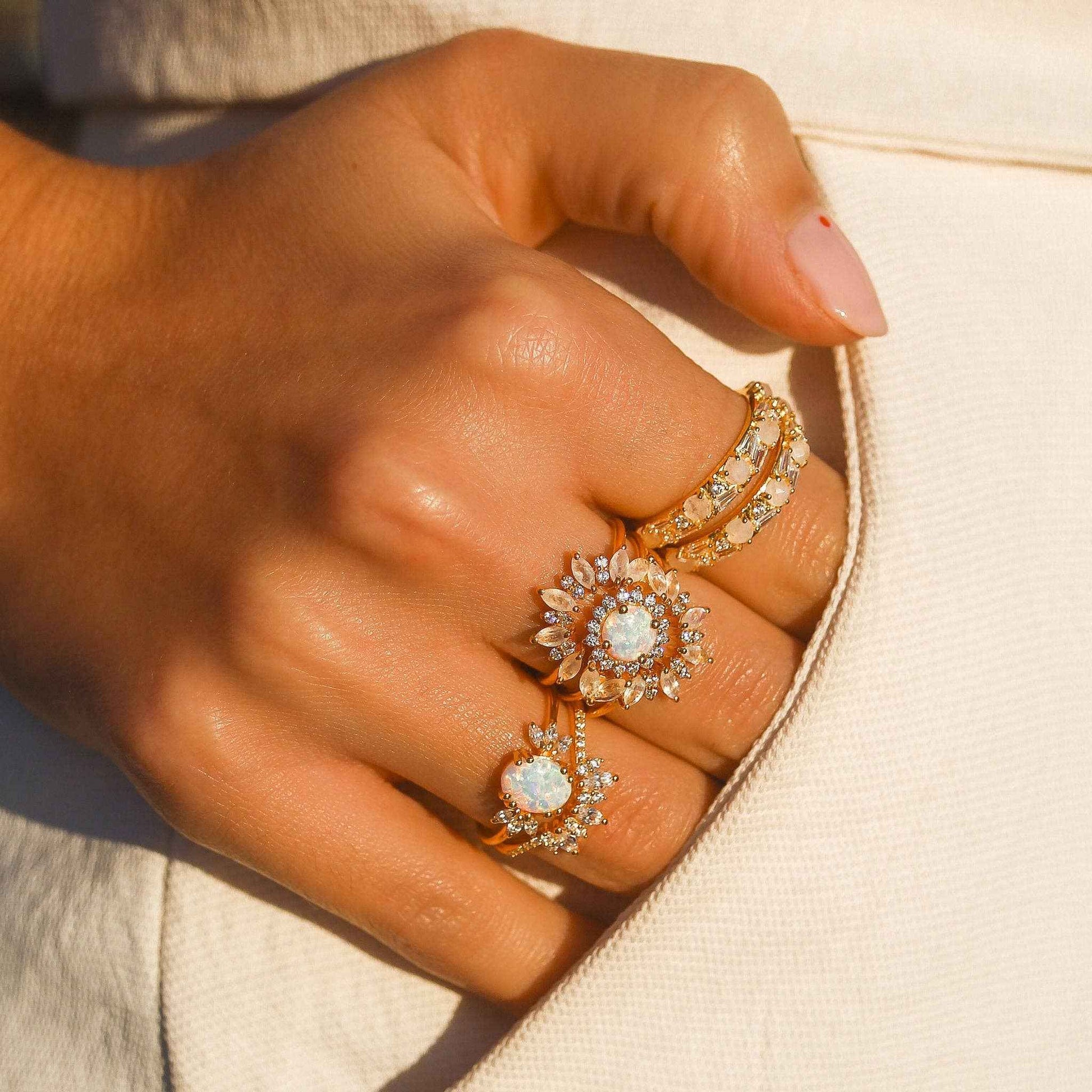 Opal & Diamond Sunflower Queen Ring