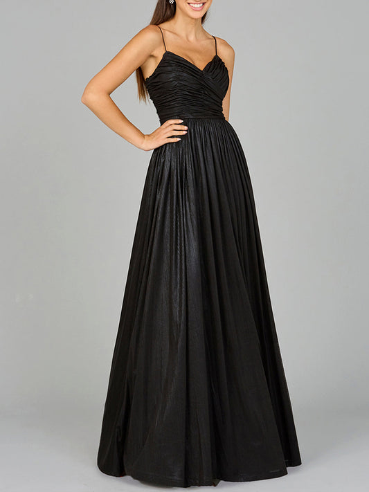 High Slit Metallic Jersey Dress - JUSTLUXURY