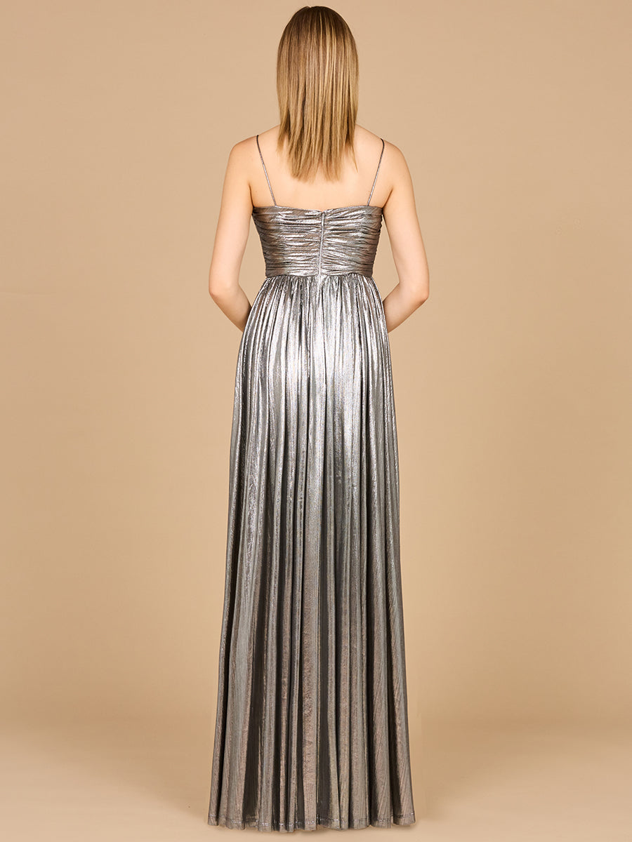 High Slit Metallic Jersey Dress - JUSTLUXURY