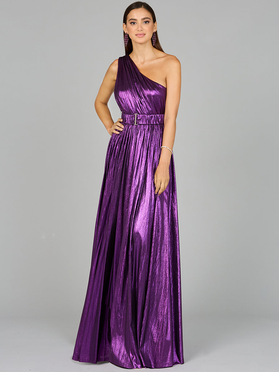 One Shoulder Metallic Dress - OUTLET - JUSTLUXURY