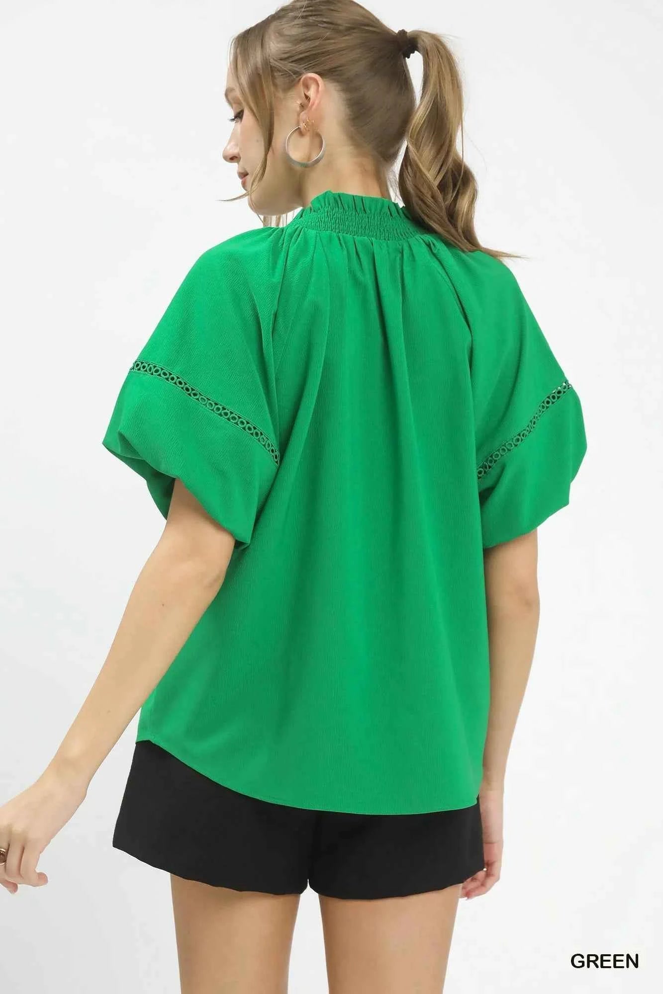 Umgee Lace Trim Peasant Top