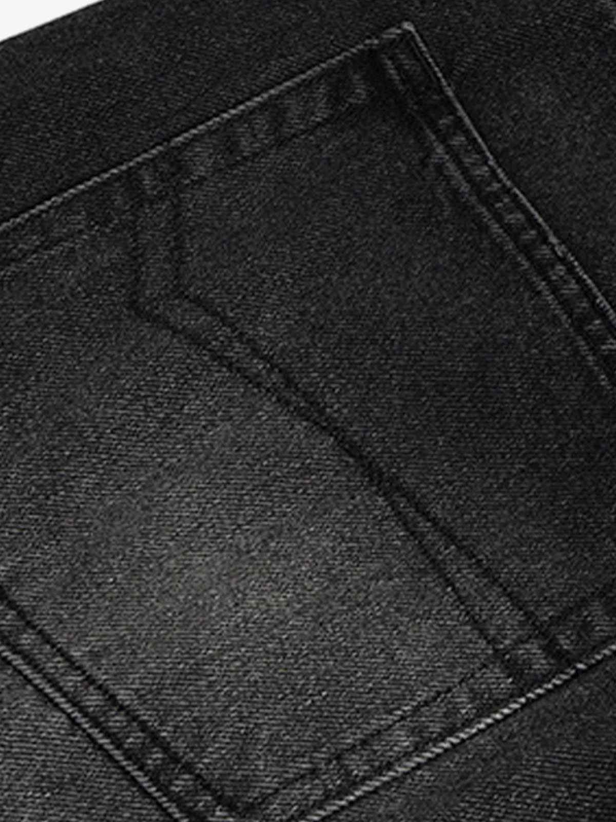 Distressed Drawstring Knee-Length Washed Baggy Jeans