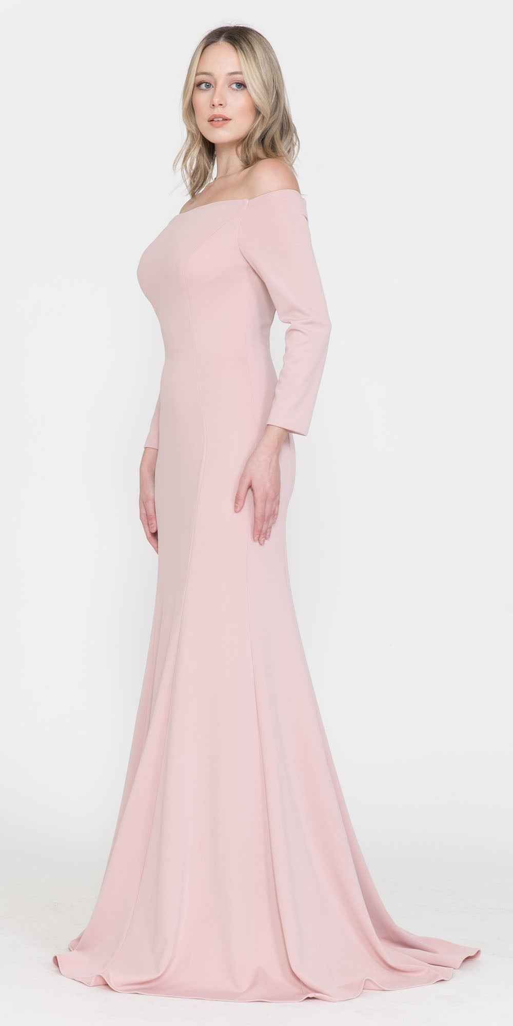 CLEARANCE - Poly USA | Ed Young 8378 Off-Shoulder Long Dress with Long Sleeves (Size M)