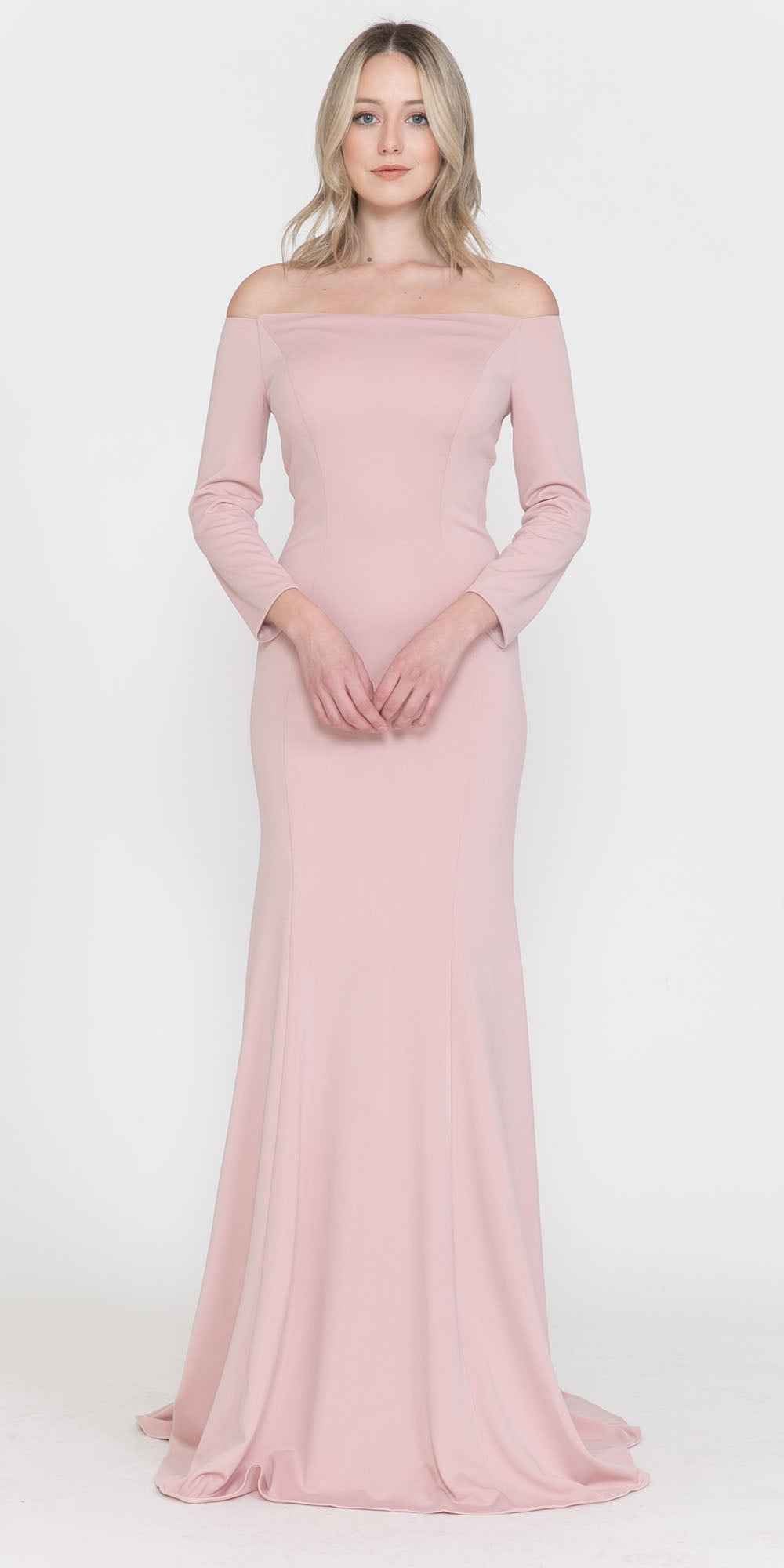 CLEARANCE - Poly USA | Ed Young 8378 Off-Shoulder Long Dress with Long Sleeves (Size M)
